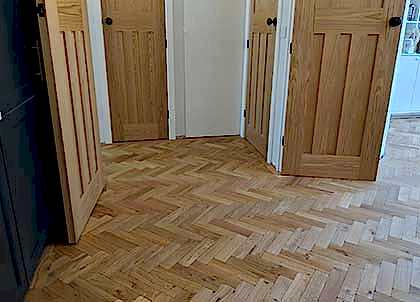 New wood flooring may increase the flooring levels, so the doors will need trimming