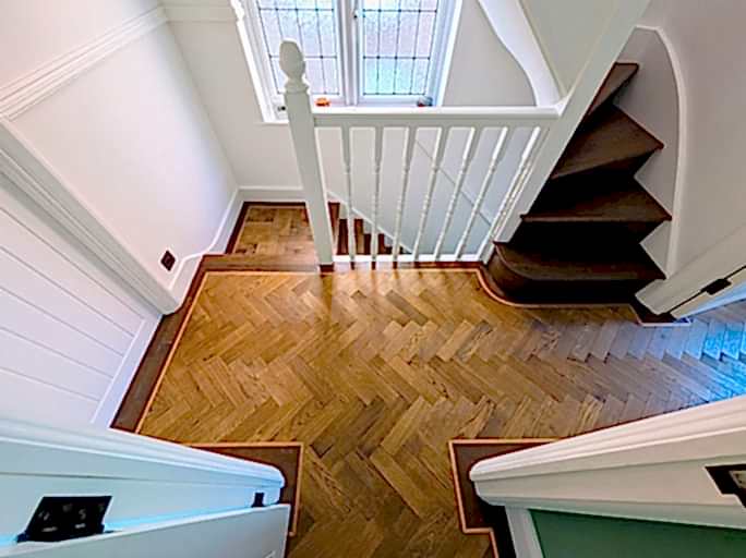 Engineered herringbone parquet in premier grade antique oak #CraftedForLife