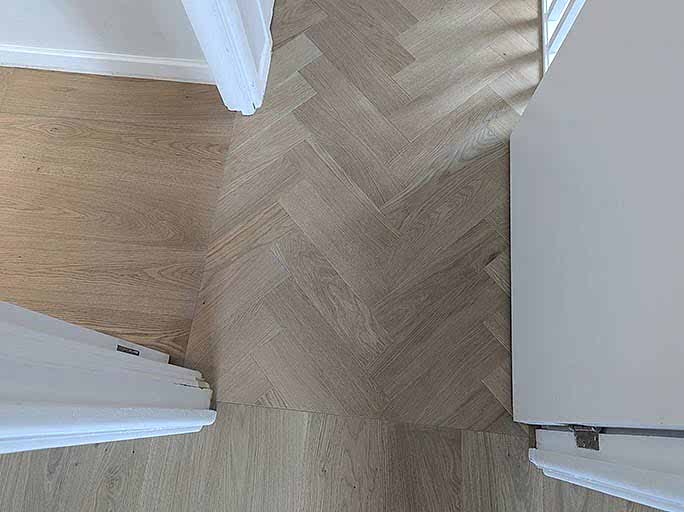 Herringbone was chosen for the hallway and boards for the bedrooms #CraftedForLife